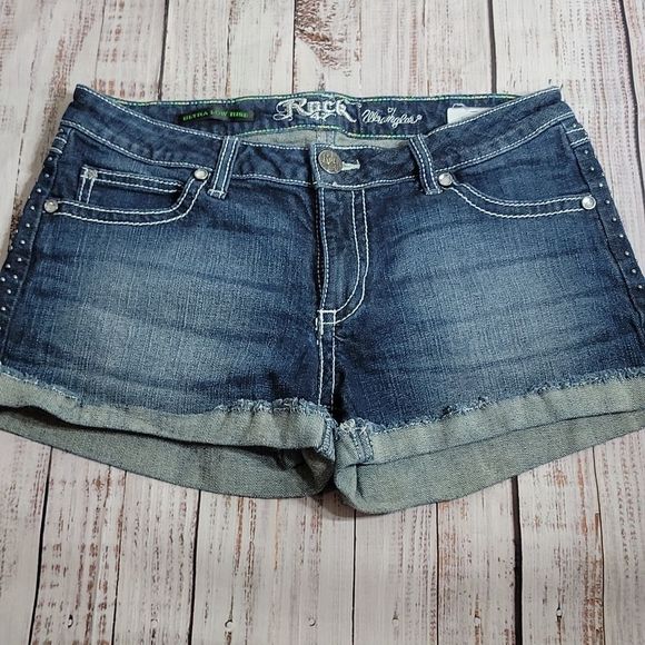 Wrangler Pants - ULTRA Low Rise Rick 47 by Wraner Jean Shorts with Cross, Studs and bling!